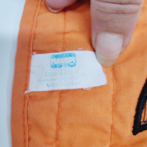 Vtg 1995 Pumpkin Jack-O-Lantern Playskool Baby Bib Snap Closure Cloth Embroidery - Picture 3 of 6